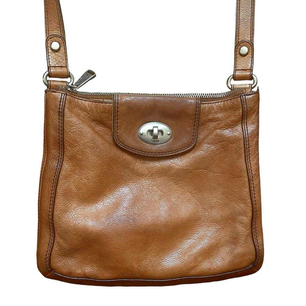 Vintage Fossil Marlow Leather Boho Crossbody Bag Chestnut Caramel Tan Bohemian